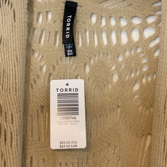 Torrid Open Front Knit Fringe Ruana Wrap Poncho Festival Tan One Size - Picture 3 of 4